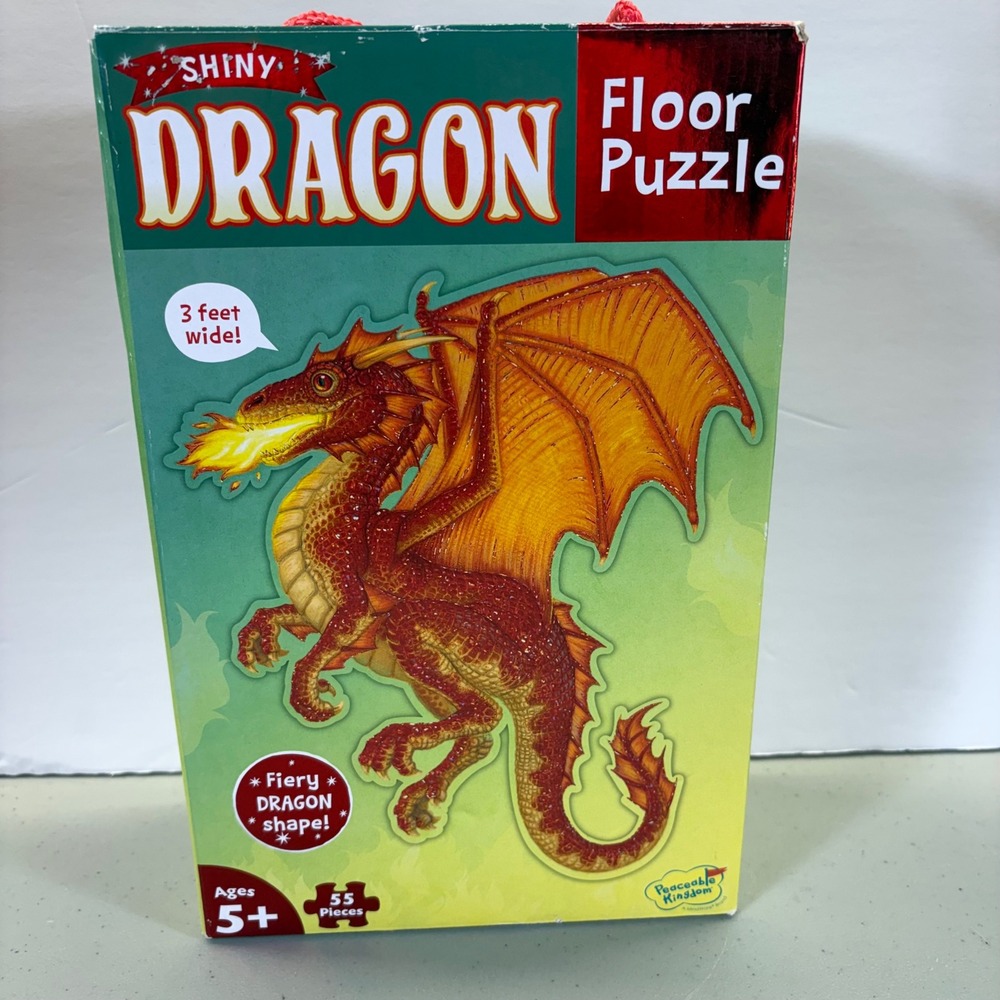 Peaceable Kingdom Shiny Dragon Floor Puzzle 55 Piece Foil Accents Ages 5+ PZ52